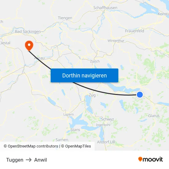 Tuggen to Anwil map