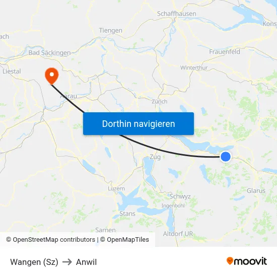 Wangen (Sz) to Anwil map