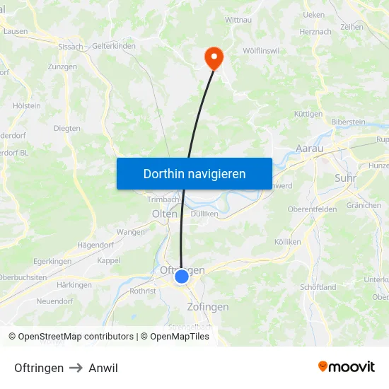 Oftringen to Anwil map