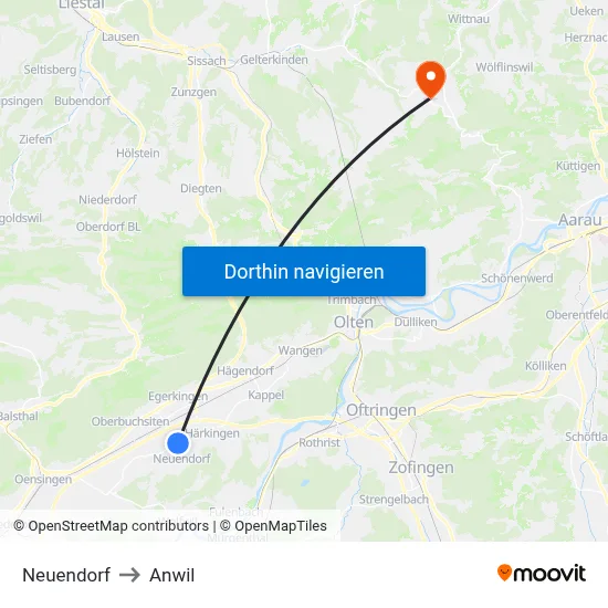 Neuendorf to Anwil map