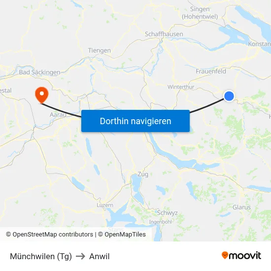 Münchwilen (Tg) to Anwil map