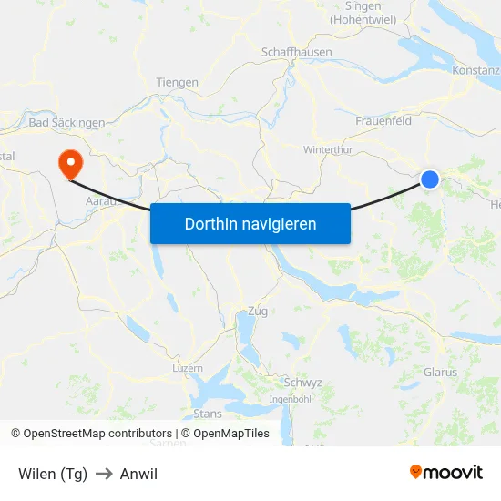 Wilen (Tg) to Anwil map
