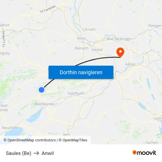 Saules (Be) to Anwil map