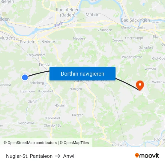 Nuglar-St. Pantaleon to Anwil map