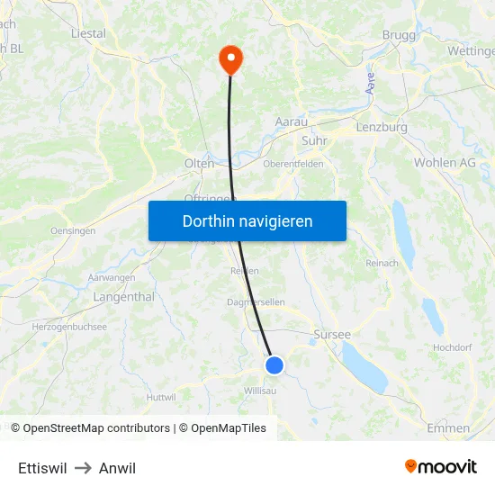 Ettiswil to Anwil map