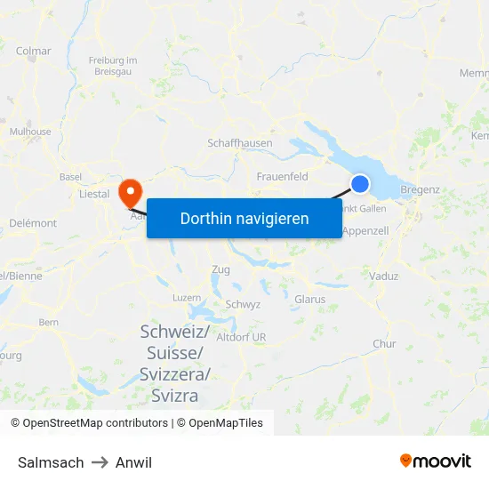 Salmsach to Anwil map