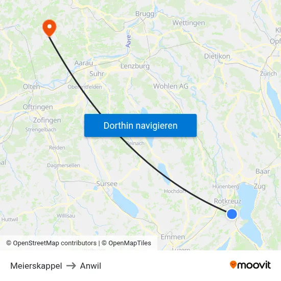 Meierskappel to Anwil map