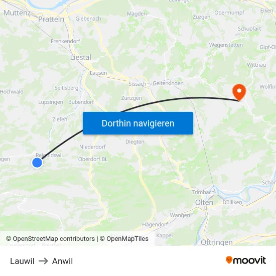 Lauwil to Anwil map