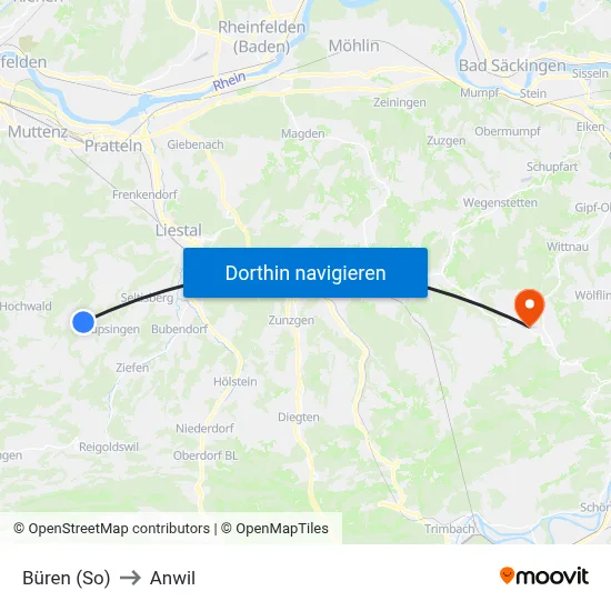 Büren (So) to Anwil map