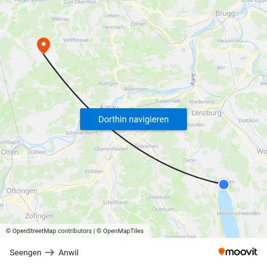 Seengen to Anwil map