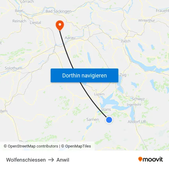 Wolfenschiessen to Anwil map