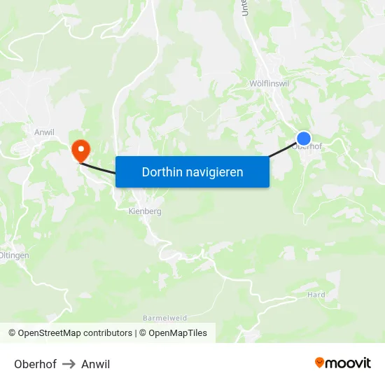 Oberhof to Anwil map