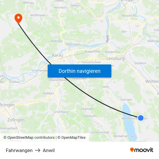 Fahrwangen to Anwil map