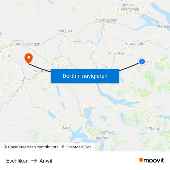 Eschlikon to Anwil map
