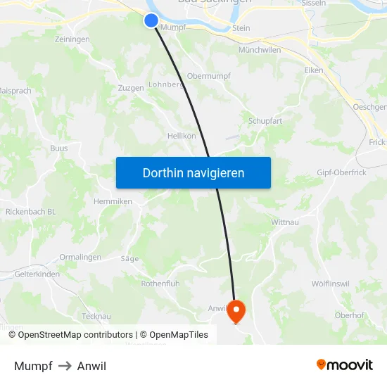 Mumpf to Anwil map