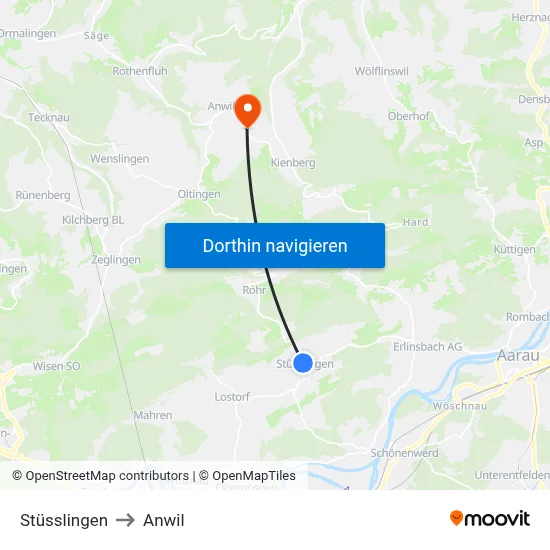 Stüsslingen to Anwil map