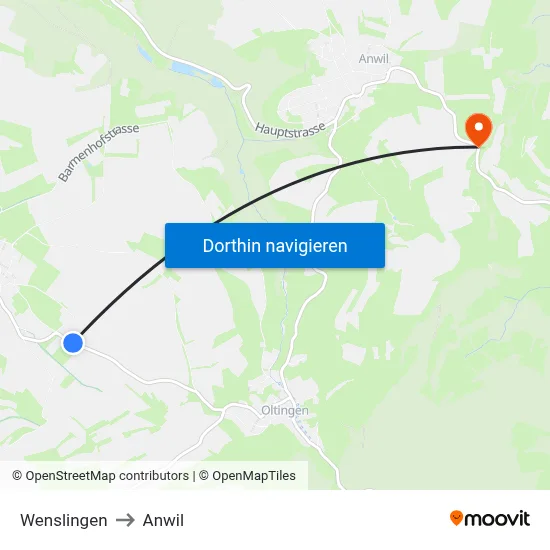 Wenslingen to Anwil map