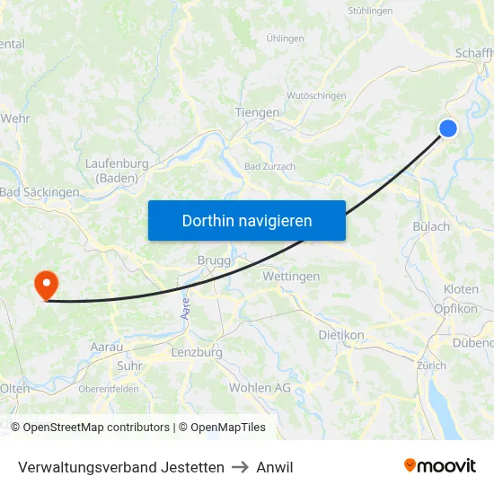 Verwaltungsverband Jestetten to Anwil map