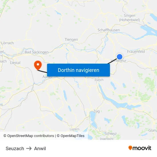Seuzach to Anwil map
