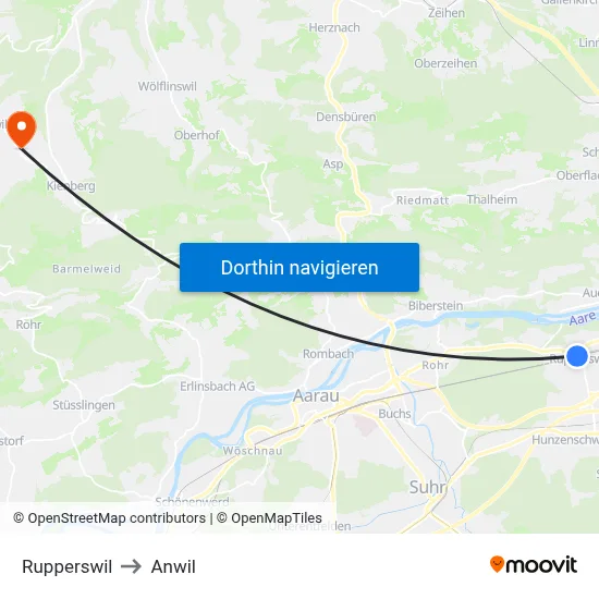 Rupperswil to Anwil map