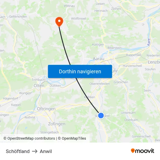 Schöftland to Anwil map