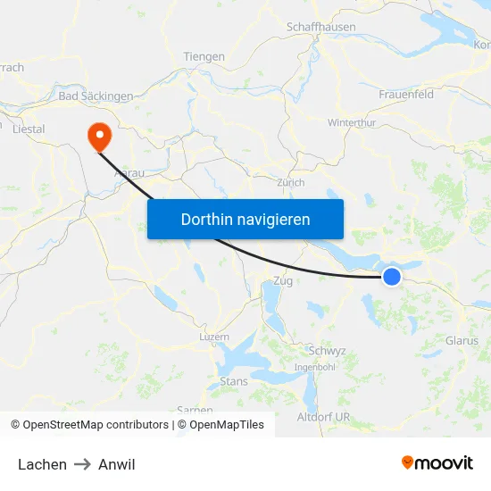 Lachen to Anwil map