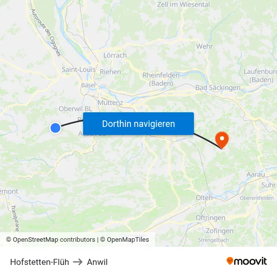 Hofstetten-Flüh to Anwil map