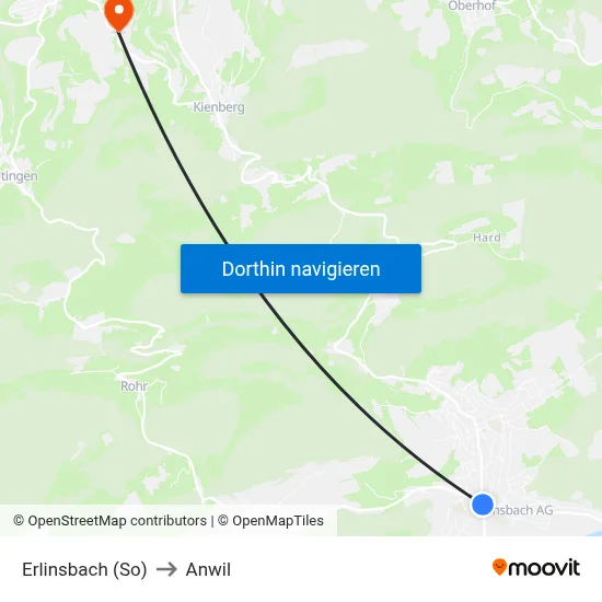 Erlinsbach (So) to Anwil map