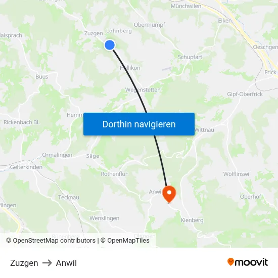 Zuzgen to Anwil map