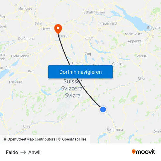 Faido to Anwil map