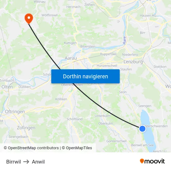 Birrwil to Anwil map