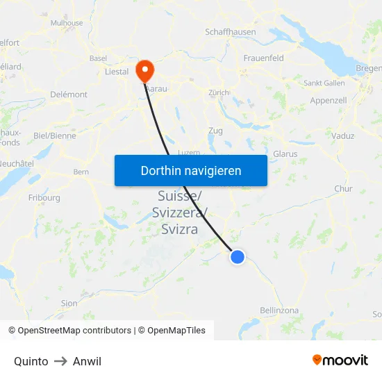Quinto to Anwil map