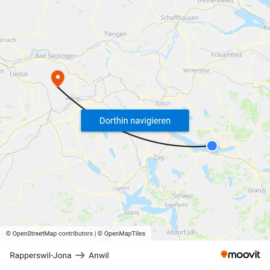 Rapperswil-Jona to Anwil map