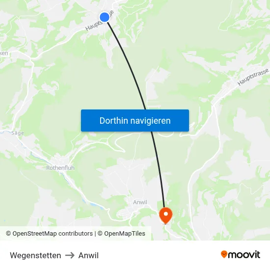 Wegenstetten to Anwil map