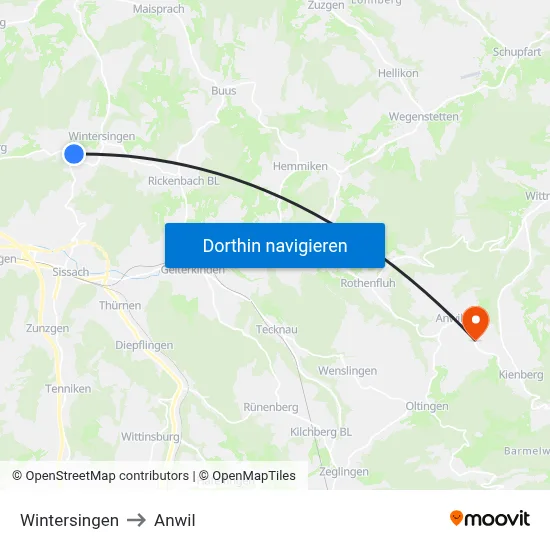 Wintersingen to Anwil map