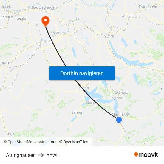 Attinghausen to Anwil map