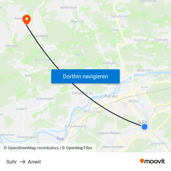 Suhr to Anwil map