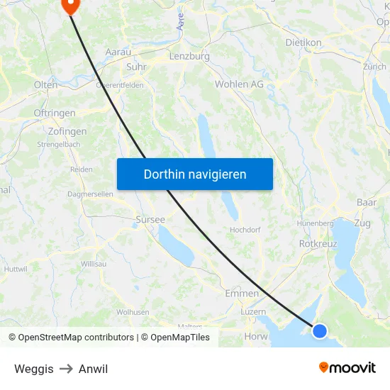 Weggis to Anwil map