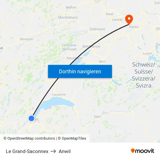 Le Grand-Saconnex to Anwil map