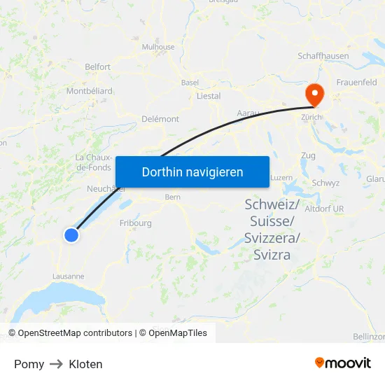 Pomy to Kloten map