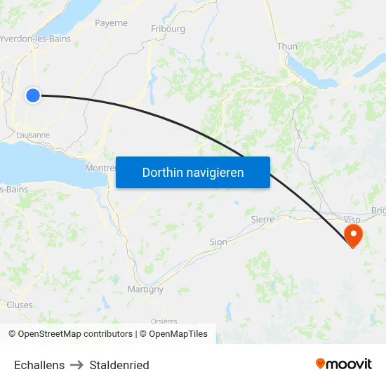 Echallens to Staldenried map