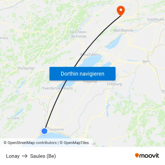 Lonay to Saules (Be) map