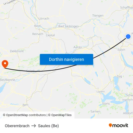 Oberembrach to Saules (Be) map