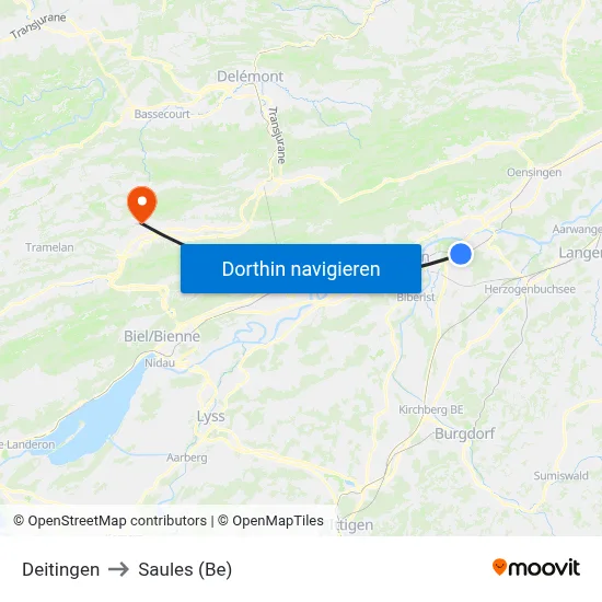 Deitingen to Saules (Be) map