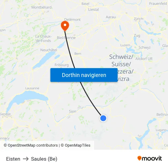 Eisten to Saules (Be) map