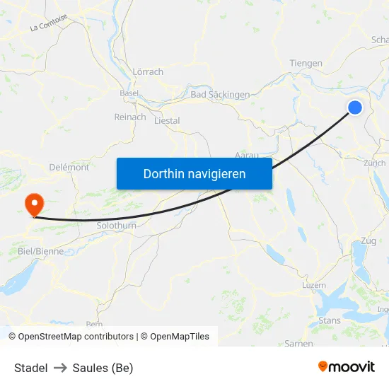 Stadel to Saules (Be) map
