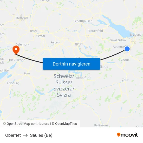 Oberriet to Saules (Be) map