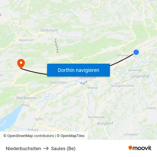 Niederbuchsiten to Saules (Be) map