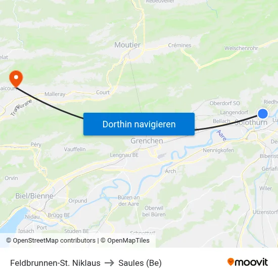 Feldbrunnen-St. Niklaus to Saules (Be) map