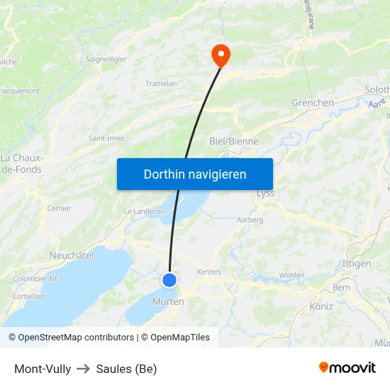 Mont-Vully to Saules (Be) map
